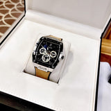 Buy Shop Guess Phoenix Multifunction Black Dial Brown Leather Strap Watch for Men - GW0202G3 USA Online