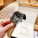 Buy Shop Guess Phoenix Multifunction Black Dial Brown Leather Strap Watch for Men - GW0202G3 USA Online