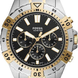 Buy Shop Fossil Garrett Analog Black Dial Two Tone Steel Strap Watch for Men - FS5771 USA Online