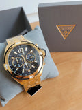 Buy Shop Guess Surge Chronograph Black Dial Gold Steel Strap Watch for Men - W1258G2 USA Online