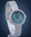 Emporio Armani Rosa Diamonds Mother of Pearl Blue Dial Silver Mesh Bracelet Watch For Women - AR11380