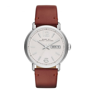 Marc Jacobs Fergus White Dial Brown Leather Strap Watch for Men - MBM5080