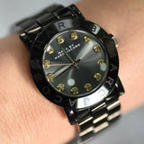 Buy Shop Marc Jacobs Amy Black Dial Black Steel Strap Watch for Women - MBM8595 USA Online