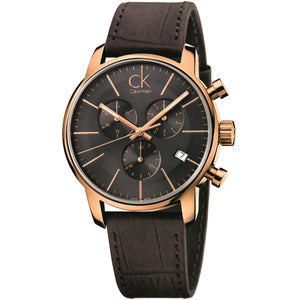 Buy Shop Calvin Klein City Chronograph Grey Dial Brown Leather Strap Watch for Men - K2G276G3 USA Online