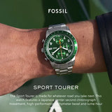 Buy Shop Fossil Sport Tourer Chronograph Green Dial Silver Steel Strap Watch for Men - FS6048 USA Online