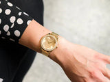 Buy Shop Guess Tri Glitz Quartz Diamonds Gold Dial Gold Mesh Bracelet Watch For Women - W1142L2 USA Online
