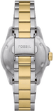 Buy Shop Fossil Blue Dive Three Hand Black Dial Two Tone Steel Strap Watch For Women - ES5349 USA Online