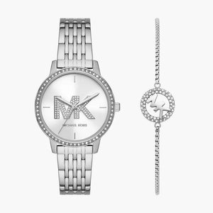 Buy Shop Michael Kors Melissa Quartz Silver Dial Silver Steel Strap Watch for Women - MK4370 USA Online