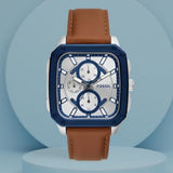 Buy Shop Fossil Inscription Multifunction Silver Dial Brown Leather Strap Watch for Men - BQ2658 USA Online