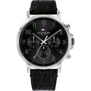 Buy Shop Tommy Hilfiger Daniel Black Dial Black Leather Strap Watch for Men - 1710381 USA Online