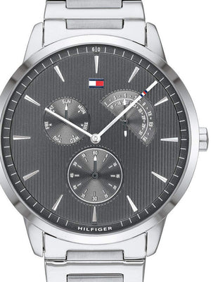 Buy Shop Tommy Hilfiger Brad Chronograph Quartz Grey Dial Silver Steel Strap Watch For Men - 1710385 USA Online