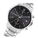 Tommy Hilfiger Daniel Black Dial Silver Steel Strap Watch for Men - 1710413