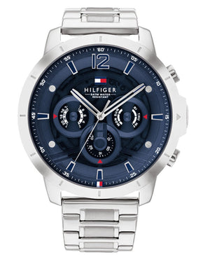 Buy Shop Tommy Hilfiger Luca Chronograph Blue Dial Silver Steel Strap Watch For Men - 1710492 USA Online