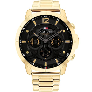 Buy Shop Tommy Hilfiger Luca Chronograph Black Dial Gold Steel Strap Watch For Men - 1710511 USA Online