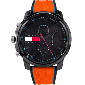 Buy Shop Tommy Hilfiger Wynwood Chronograph Black Dial Orange Silicone Strap Watch For Men - 1710583 USA Online