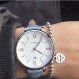 Buy Shop Fossil Jacqueline White Dial Light Blue Leather Strap Watch for Women - ES3821 USA Online