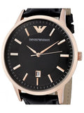 Emporio Armani Renato Quartz Black Dial Black Leather Strap Watch For Men - AR2425