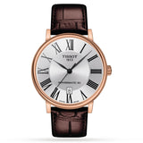 Buy Shop Tissot Carson Premium Powermatic 80 Silver Dial Brown Leather Strap Watch For Men - T122.407.36.033.00 USA Online