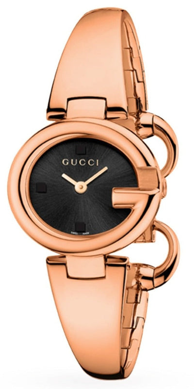 Buy Shop Gucci Guccissima Collection Quartz Black Dial Rose Gold Steel Strap Watch For Women - YA134509 USA Online