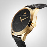 Gucci G Timeless Quartz Black Dial Black Leather Strap Watch For Women - YA1264034A