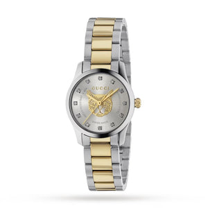 Buy Shop Gucci G Timeless Quartz Diamonds Silver Dial Two Tone Steel Strap Watch For Women - YA1265016 USA Online