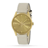 Buy Shop Gucci G Timeless Quartz Gold Dial Beige Leather Strap Watch For Women - YA1264180 USA Online