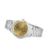 Gucci G Timeless Quartz Gold Dial Silver Steel Strap Watch for Women - YA1265035