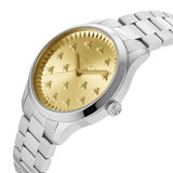 Gucci G Timeless Quartz Gold Dial Silver Steel Strap Watch for Women - YA1265035