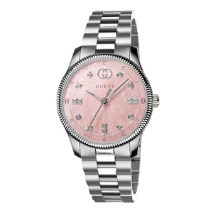 Buy Shop Gucci G Timeless Diamonds Mother of Pearl Pink Dial Silver Steel Strap Watch for Women - YA1265062 USA Online