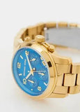 Buy Shop Michael Kors Runway Chronograph Blue Dial Gold Steel Strap Watch For Women - MK7353 USA Online