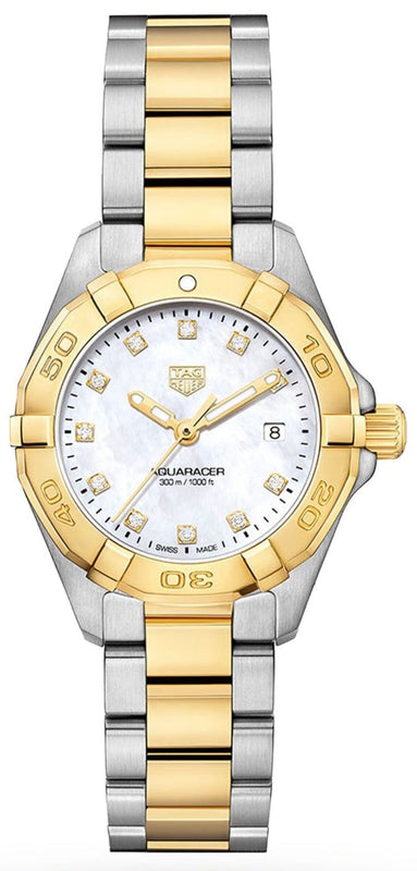 Buy Shop Tag Heuer Aquaracer Diamonds Mother of Pearl Dial Two Tone Steel Strap Watch for Men - WBD1422.BB0321 USA Online
