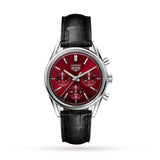 Buy Shop Tag Heuer Carrera Automatic Chronograph Red Dial Black Leather Strap Watch for Men - CBK221G.FC6479 USA Online