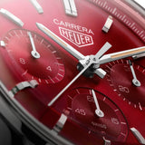 Buy Shop Tag Heuer Carrera Automatic Chronograph Red Dial Black Leather Strap Watch for Men - CBK221G.FC6479 USA Online