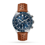 Buy Shop Tag Heuer Carrera Automatic Chronograph Blue Dial Brown Leather Strap Watch for Men - CBN2A1A.FC6537 USA Online