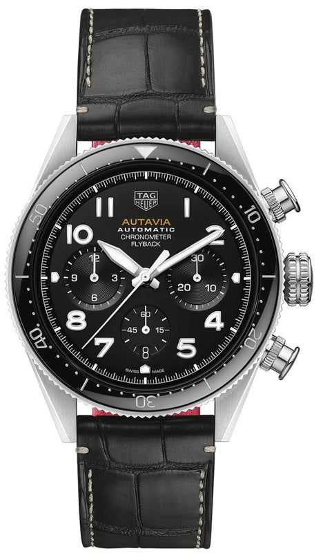 Buy Shop Tag Heuer Autavia Chronometer Flyback Automatic Chronograph Black Dial Black Leather Strap Watch for Men - CBE511A.FC8279 USA Online