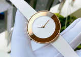 Calvin Klein Chic White Dial White Leather Strap Watch for Women - K7N236K2