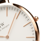 Buy Shop Daniel Wellington Classic York White Dial Brown Leather Strap Watch For Women - DW00100038 USA Online