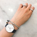 Buy Shop Daniel Wellington Classic Petite Sheffield White Dial Black Leather Strap Watch For Women - DW00100186 USA Online