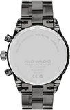 Movado Heritage Calendoplan Chronograph Black Dial Black Steel Strap Watch For Men - 3650125