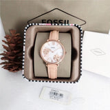 Buy Shop Fossil Jacqueline Three Hand Mother of Pearl Dial Pink Leather Strap Watch for Women - ES4671 USA Online