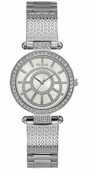 Buy Shop Guess Muse Quartz White Dial Silver Steel Strap Watch For Women - W1008l1 USA Online