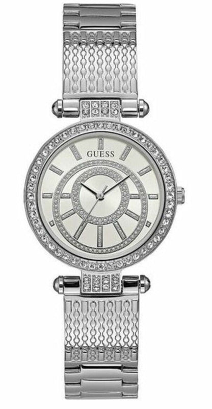 Buy Shop Guess Muse Quartz White Dial Silver Steel Strap Watch For Women - W1008l1 USA Online
