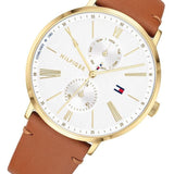 Tommy Hilfiger Jenna Quartz White Dial Brown Leather Strap Watch for Women - 1782073