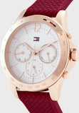 Tommy Hilfiger Haven Quartz White Dial Red Rubber Strap Watch For Women - 1782200