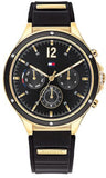 Tommy Hilfiger Eve Chronograph Quartz Black Dial Black Silicone Strap Watch For Women - 1782282