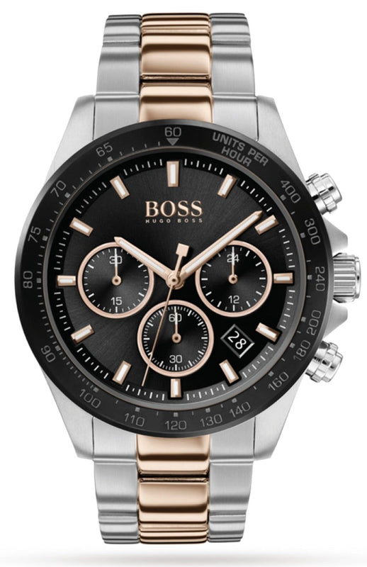 Buy Shop Hugo Boss Here Chronograph Black Dial Two Tone Steel Strap Watch for Men - 1513757 USA Online