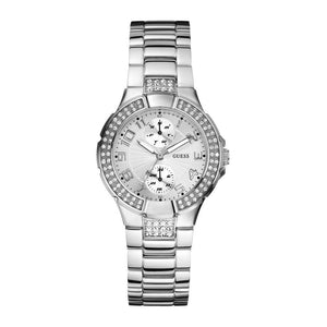 Buy Shop Guess Mini Prism Diamonds Silver Dial Silver Steel Strap Watch for Women - W12638L1 USA Online