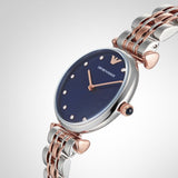 Buy Shop Emporio Armani Gianni T Bar Crystal Blue Dial Two Tone Steel Strap Watch For Women - AR11092 USA Online