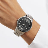 Emporio Armani Renato Quartz Black Dial Silver Steel Strap Watch For Men - AR11181