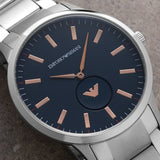 Buy Shop Emporio Armani Renato Blue Dial Silver Steel Strap Watch For Men - AR11137 USA Online